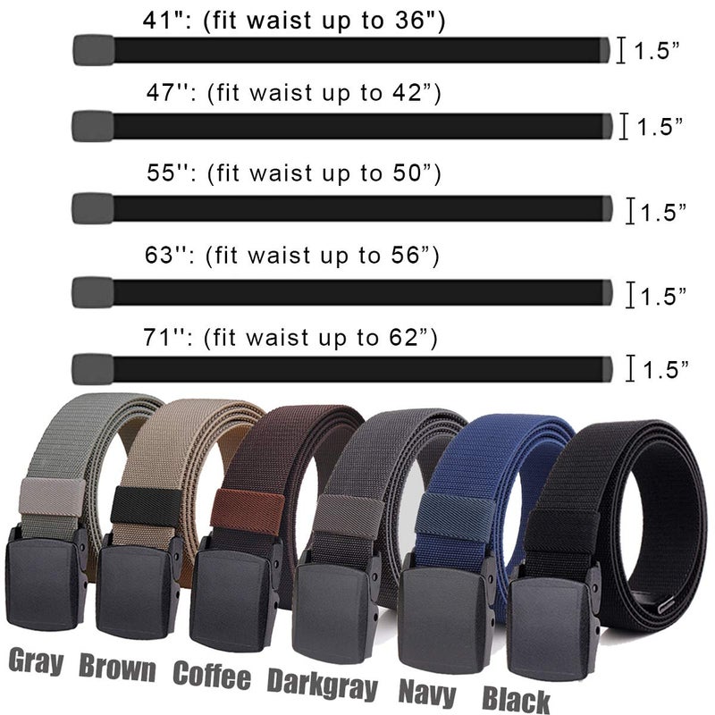 HOANAN 2-Pack Elastic Stretch Belt, Menâ€™s All Size No Metal Nylon Tactical Hiking Belt (Blackgrey, Fit up to 36") - Image 5